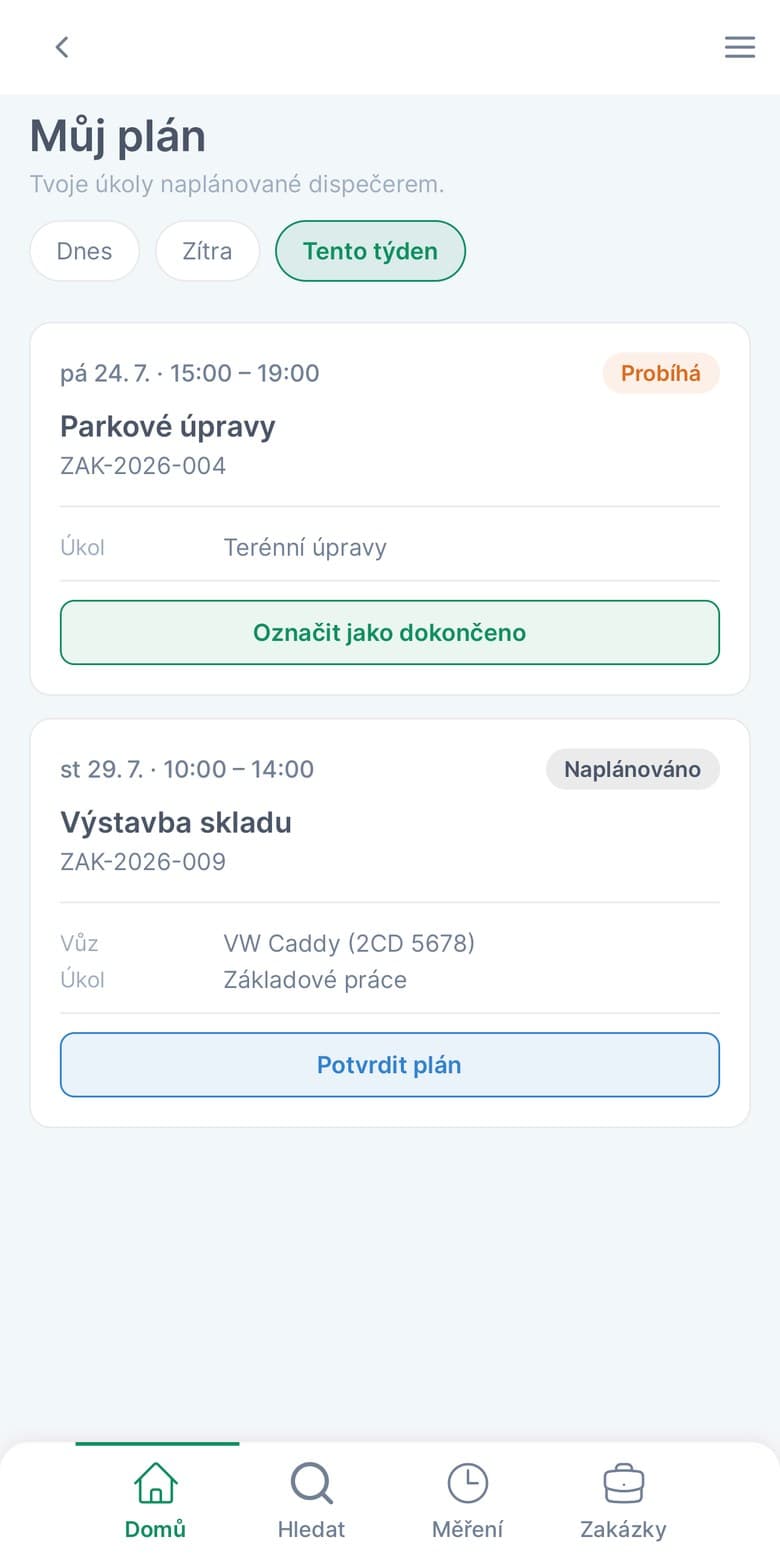 Parta ráno ví, na kterou stavbu jede a čím