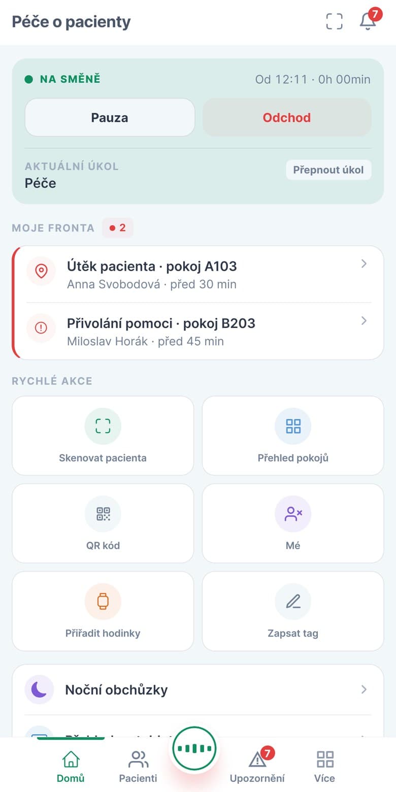 Pečovatel má celou směnu na jedné obrazovce