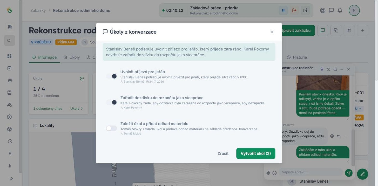 Úkoly navržené z konverzace