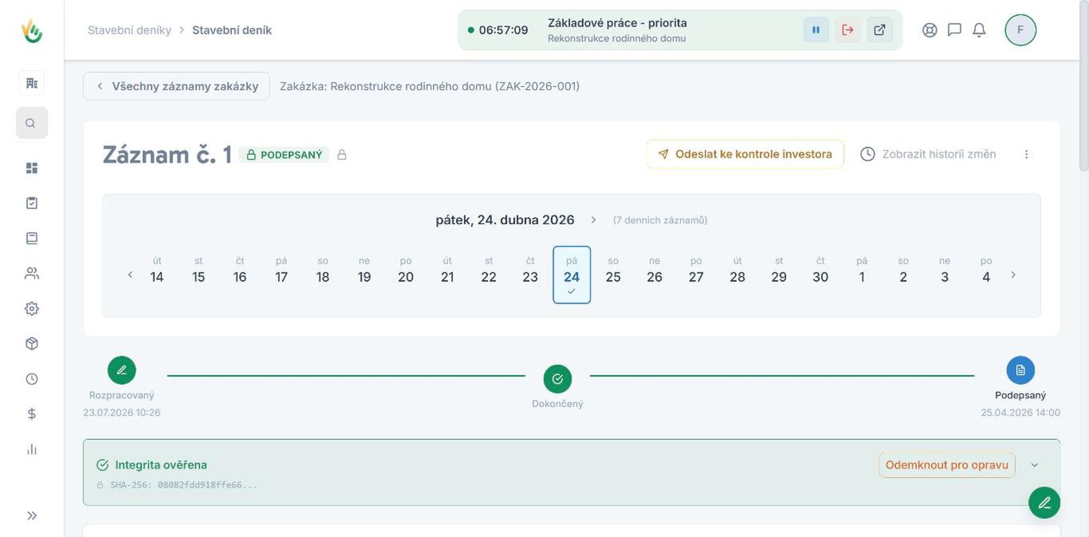 Podepsaný záznam s ověřenou integritou