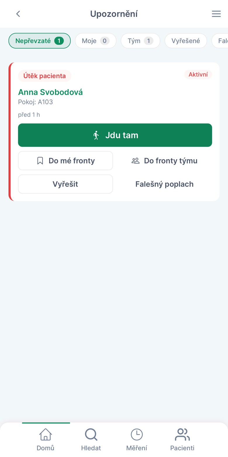 Upozornění v mobilní aplikaci