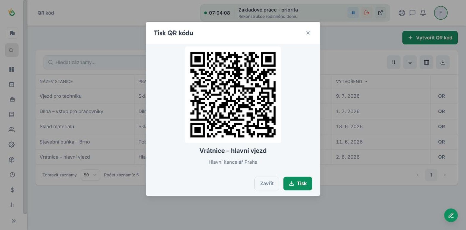 Správa a tisk QR kódů